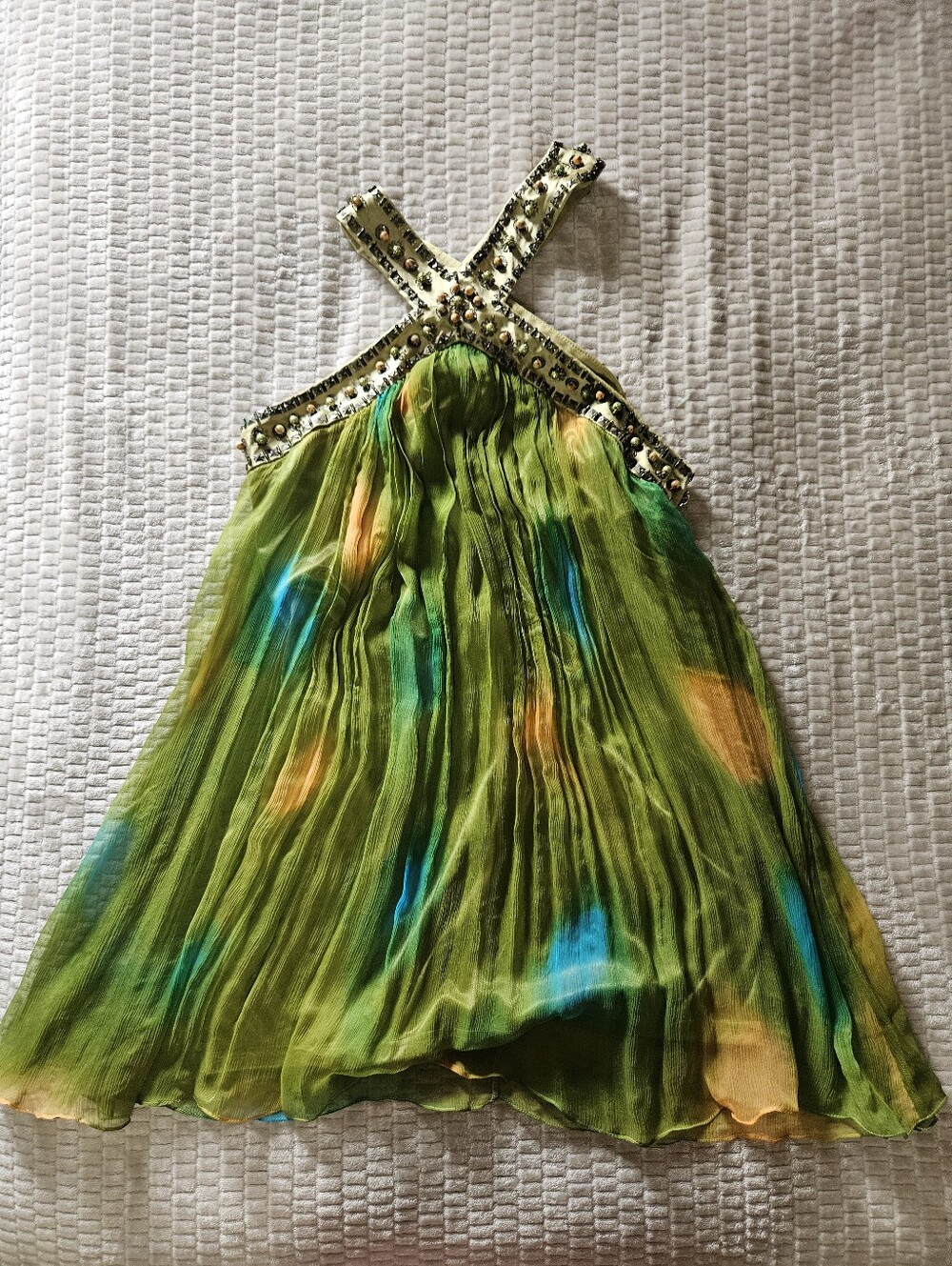 Colorful Halter Silk Dress